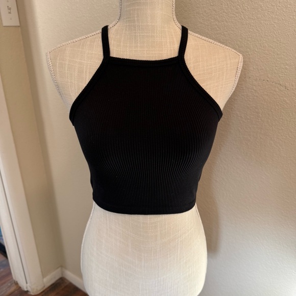 New Mix Tops - New Mix - Black Ribbed Halter Top - Size Small